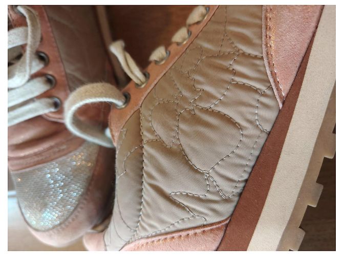 Sneakers Brunello Cucinelli in pelle Salmone Beige Oro Arancione - vista 13