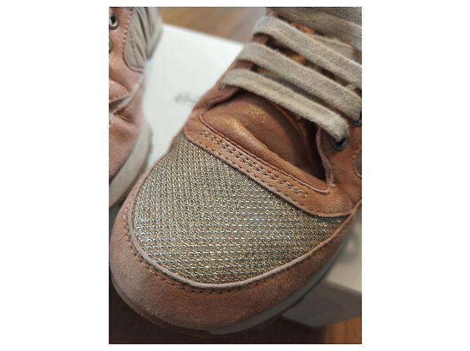 Sneakers Brunello Cucinelli in pelle Salmone Beige Oro Arancione - vista 15