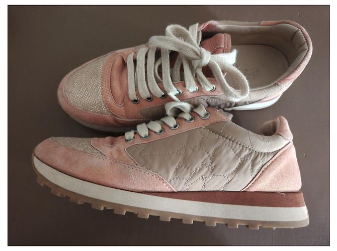 Sneakers Brunello Cucinelli in pelle Salmone Beige Oro Arancione - vista 2