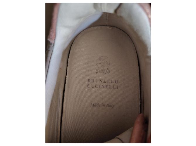 Sneakers Brunello Cucinelli in pelle Salmone Beige Oro Arancione - vista 3