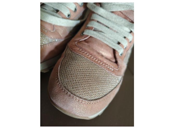 Sneakers Brunello Cucinelli in pelle Salmone Beige Oro Arancione - vista 5