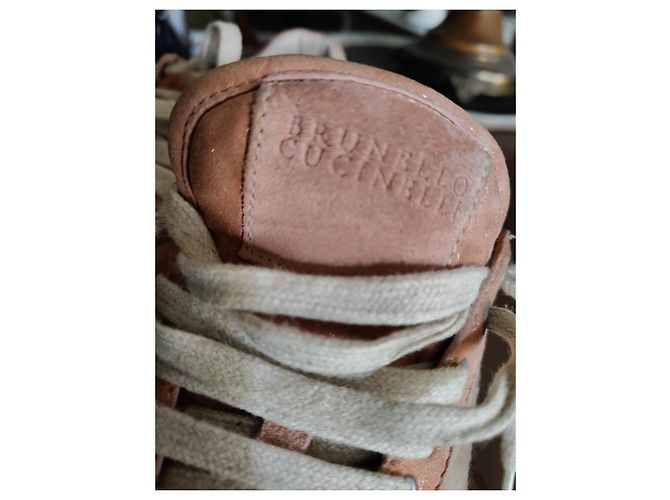 Sneakers Brunello Cucinelli in pelle Salmone Beige Oro Arancione - vista 6