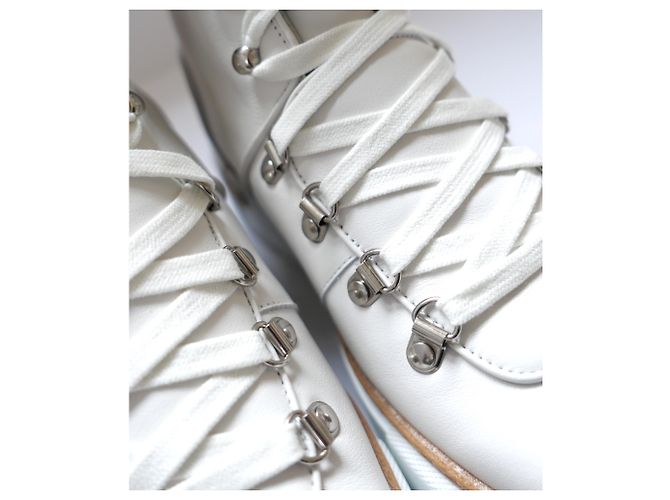 Stivali Flocon Hermès in pelle bianca foderati in shearling per escursioni Bianco - vista 14