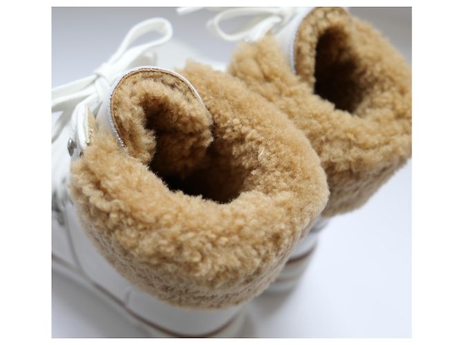 Stivali Flocon Hermès in pelle bianca foderati in shearling per escursioni Bianco - vista 16