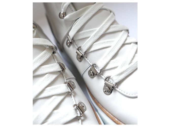 Stivali Flocon Hermès in pelle bianca foderati in shearling per escursioni Bianco - vista 3