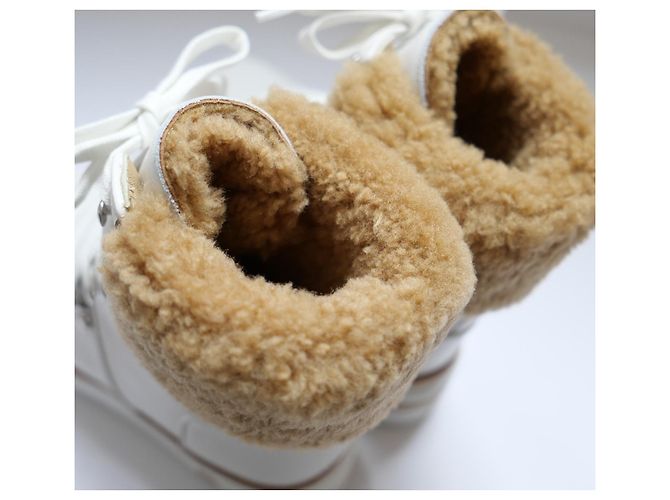 Stivali Flocon Hermès in pelle bianca foderati in shearling per escursioni Bianco - vista 5