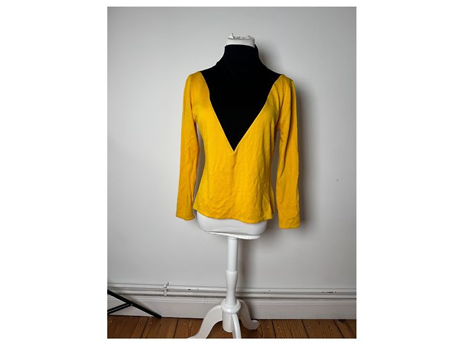 Maglione a collo alto vintage Dior nero e giallo M - vista 10