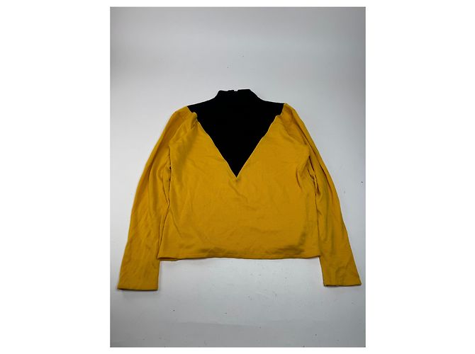 Maglione a collo alto vintage Dior nero e giallo M - vista 4