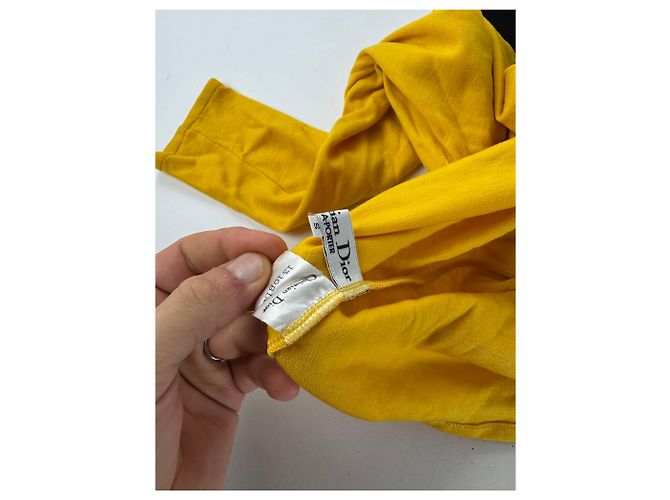 Maglione a collo alto vintage Dior nero e giallo M - vista 8