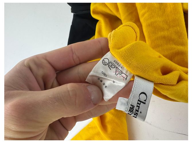 Maglione a collo alto vintage Dior nero e giallo M - vista 9