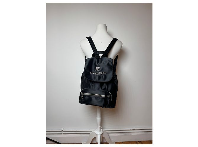 Vintage Courreges Polyester Rucksack Schwarz - Ansicht 12