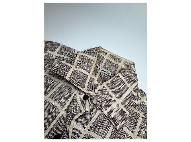 Camicia a quadri vintage Dior Nero Bianco M Marrone - vista 4
