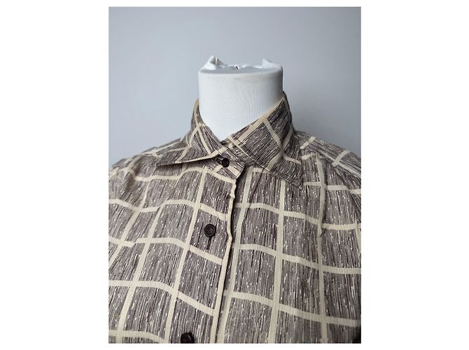 Camicia a quadri vintage Dior Nero Bianco M Marrone - vista 7