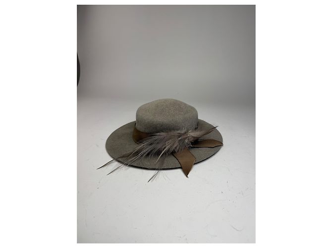 Vintage Jil Sander Wool Feather Hat Grey - view 10