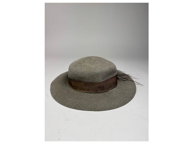 Vintage Jil Sander Wool Feather Hat Grey - view 2