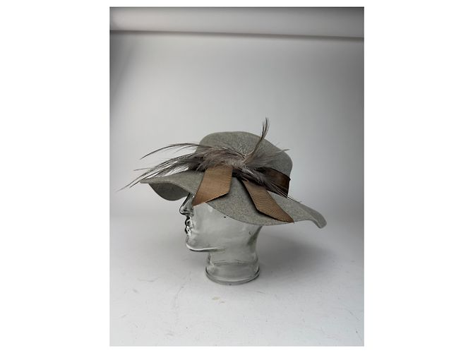 Vintage Jil Sander Wool Feather Hat Grey - view 6