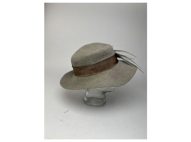 Vintage Jil Sander Wool Feather Hat Grey - view 7
