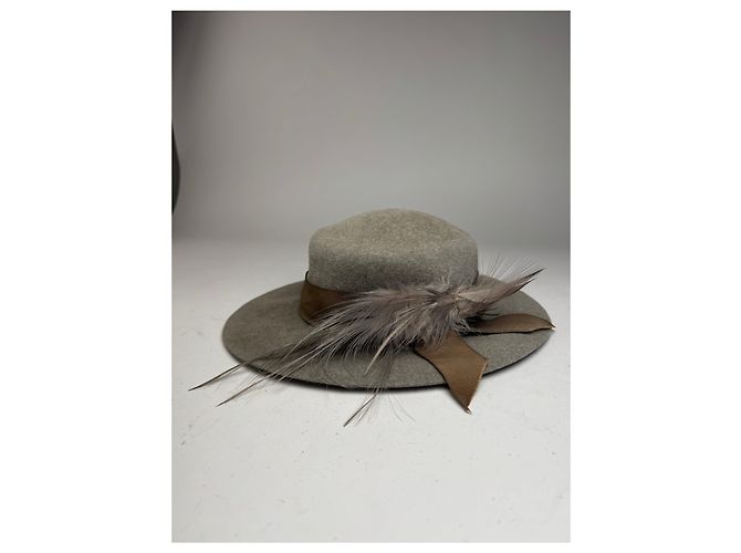 Vintage Jil Sander Wool Feather Hat Grey - view 8