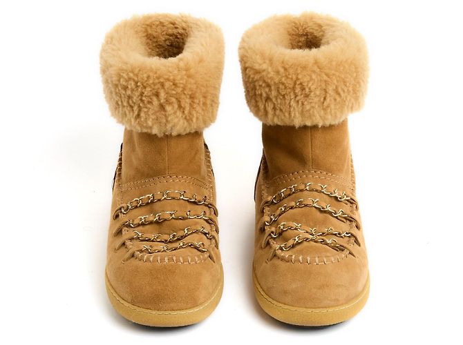 Stivaletti Chanel Coco Neige EU39 Suede Foderati Stivali Classici con Catena UK6 US8.5 Cammello - vista 3