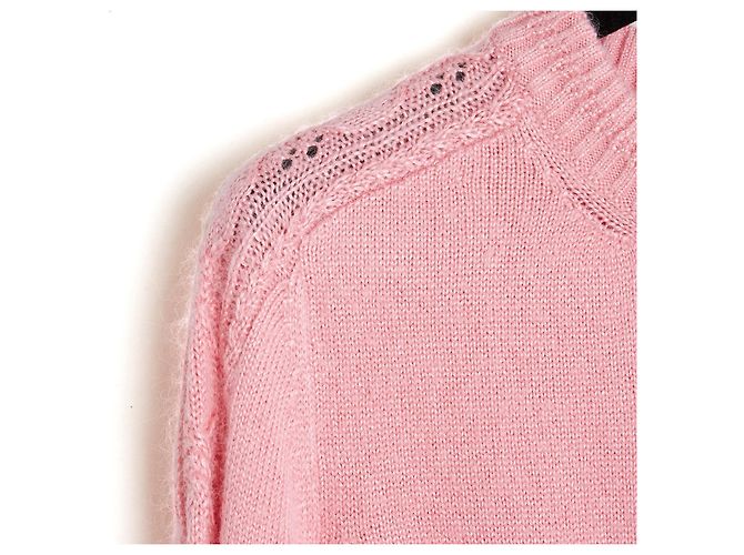 Chanel 2025 Suéter Torcido y con Joya FR38 Rosa Lana Cuello Redondo UK10 US8 - vista 3