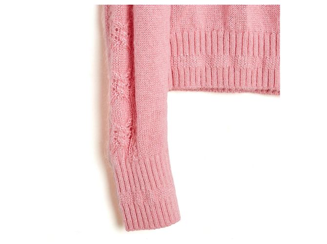 Chanel 2025 Suéter Torcido y con Joya FR38 Rosa Lana Cuello Redondo UK10 US8 - vista 4