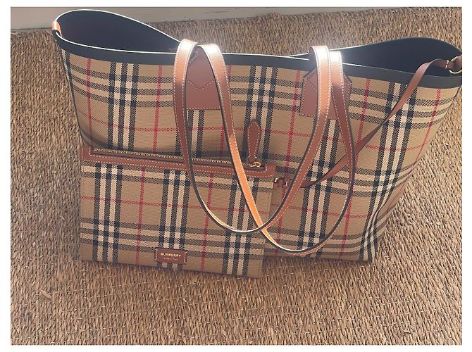 Burberry Tragetasche aus Stoff Schwarz Beige Rot Aus weiß - Ansicht 3