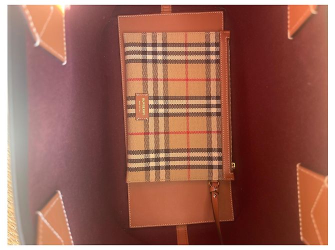 Burberry Tragetasche aus Stoff Schwarz Beige Rot Aus weiß - Ansicht 7