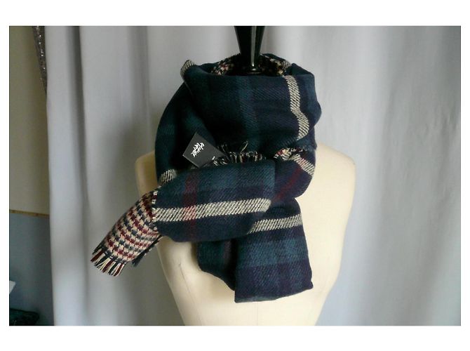 Autre Marque Immense mehrfarbige Stola mit neuem Etikett Marineblau - Ansicht 2