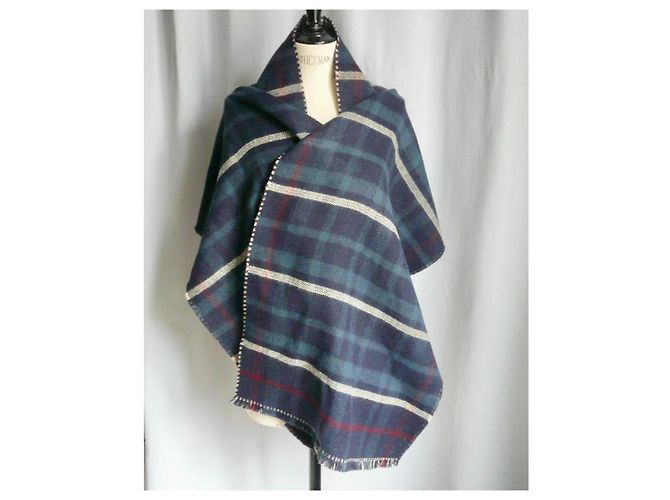 Autre Marque Immense mehrfarbige Stola mit neuem Etikett Marineblau - Ansicht 3