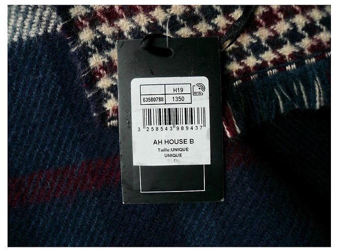 Autre Marque Immense mehrfarbige Stola mit neuem Etikett Marineblau - Ansicht 7