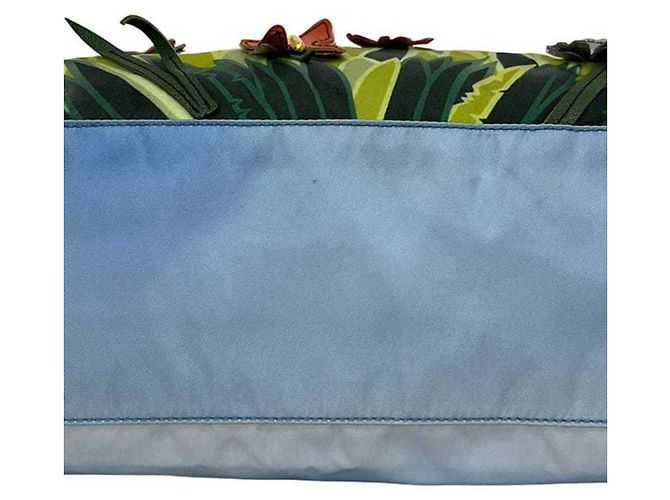 Borsa Tote Prada blu in nylon e pelle Saffiano B4605C Blu chiaro - vista 11