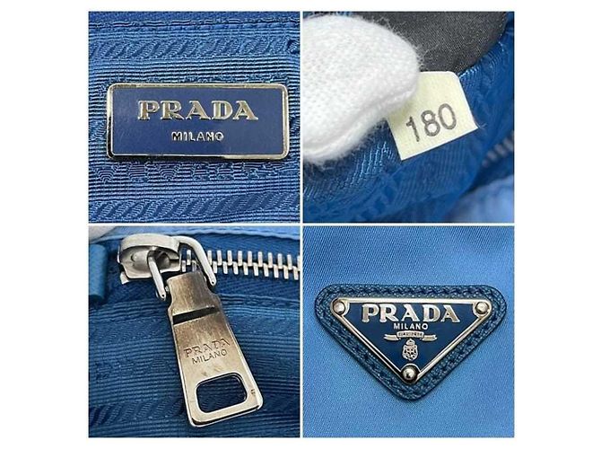 Borsa Tote Prada blu in nylon e pelle Saffiano B4605C Blu chiaro - vista 5