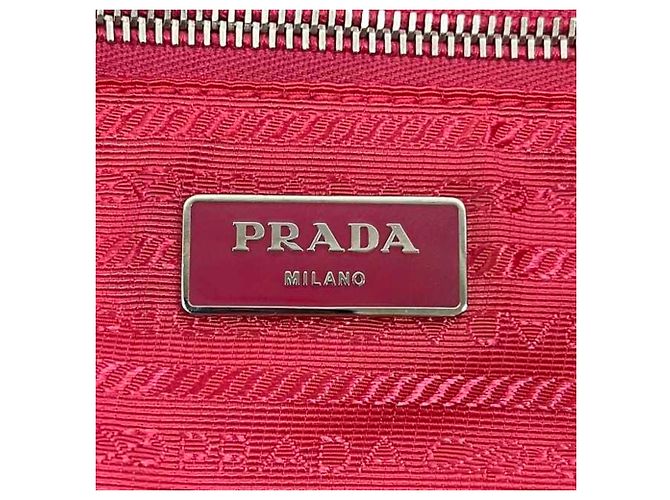 Borsa tote Prada rosa in nylon e pelle Saffiano B4605C - vista 4