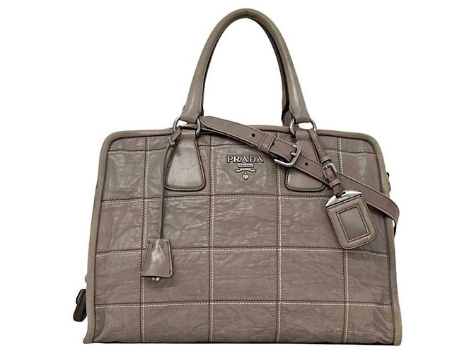 Bolso tote 2 en 1 de cuero nappa gris Prada Castaño - vista 2