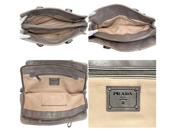 Bolso tote 2 en 1 de cuero nappa gris Prada Castaño - vista 3