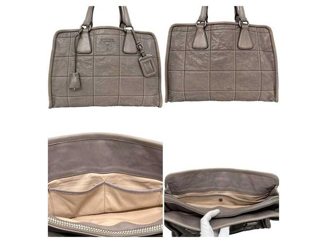 Bolso tote 2 en 1 de cuero nappa gris Prada Castaño - vista 5