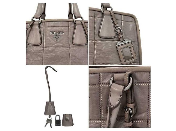 Bolso tote 2 en 1 de cuero nappa gris Prada Castaño - vista 8