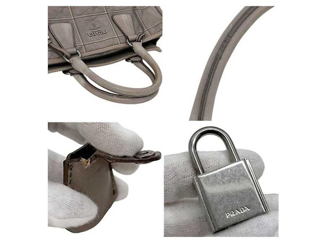 Bolso tote 2 en 1 de cuero nappa gris Prada Castaño - vista 9