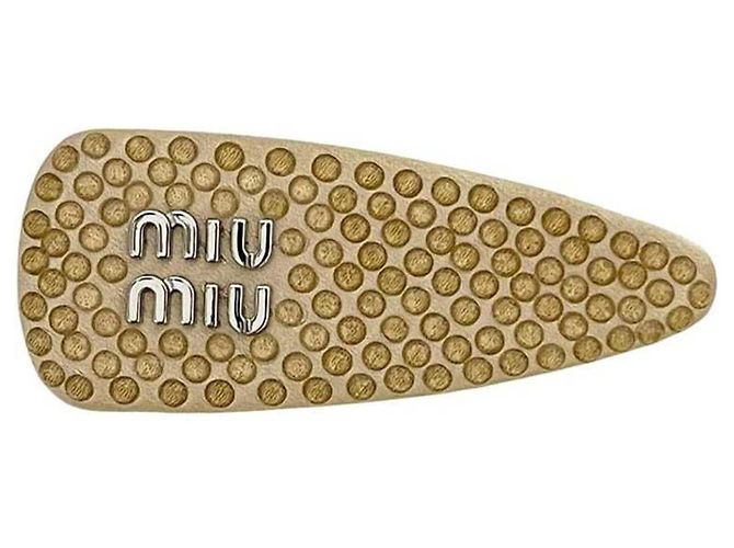 Fermaglio in satin con strass Miu Miu Beige - vista 2
