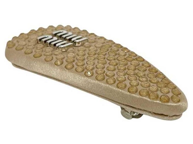 Fermaglio in satin con strass Miu Miu Beige - vista 3