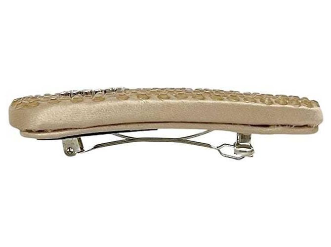 Fermaglio in satin con strass Miu Miu Beige - vista 4