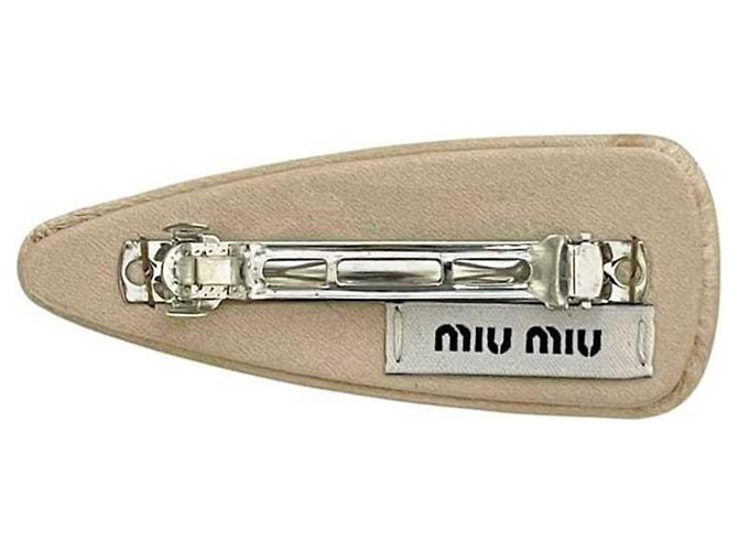 Fermaglio in satin con strass Miu Miu Beige - vista 5