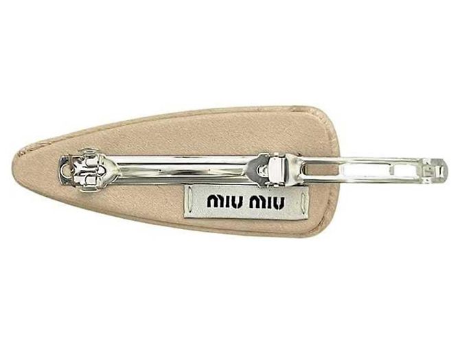 Fermaglio in satin con strass Miu Miu Beige - vista 6