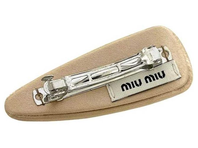 Fermaglio in satin con strass Miu Miu Beige - vista 7
