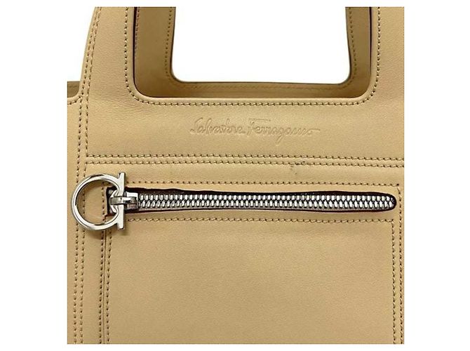 Borsa tote in pelle beige Salvatore Ferragamo - vista 10