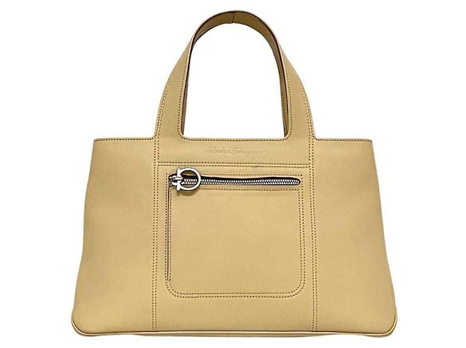 Borsa tote in pelle beige Salvatore Ferragamo - vista 2