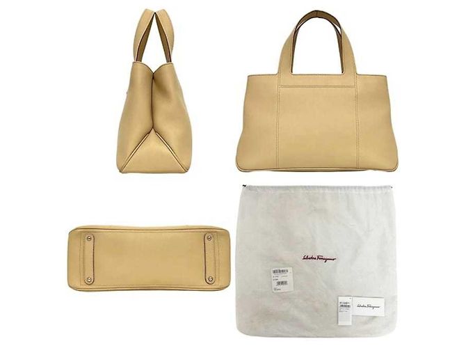 Borsa tote in pelle beige Salvatore Ferragamo - vista 3