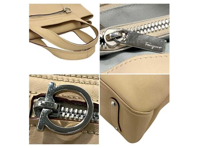 Borsa tote in pelle beige Salvatore Ferragamo - vista 4