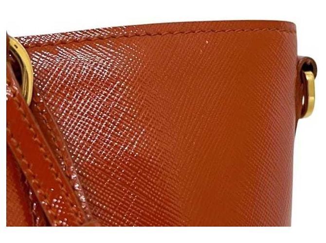 Tote Prada Orange Patentleder 2-Wege-Handtasche - Ansicht 10