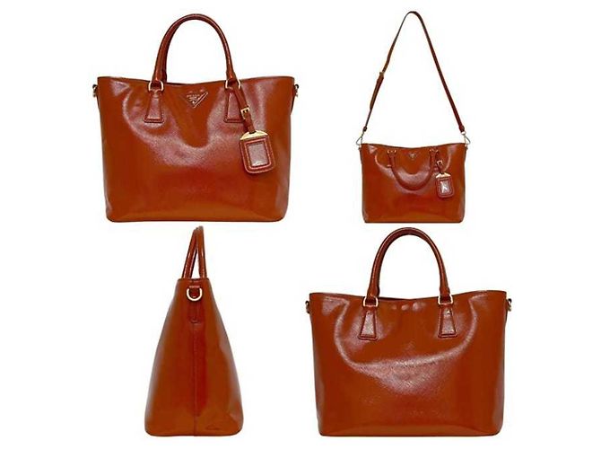 Tote Prada Orange Patentleder 2-Wege-Handtasche - Ansicht 3